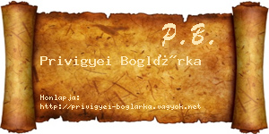 Privigyei Boglárka névjegykártya